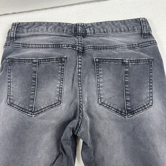Free People Jeans Gray Black Stretch Button Long Ankle Zippers Skinny Size W 26 - Picture 12 of 13